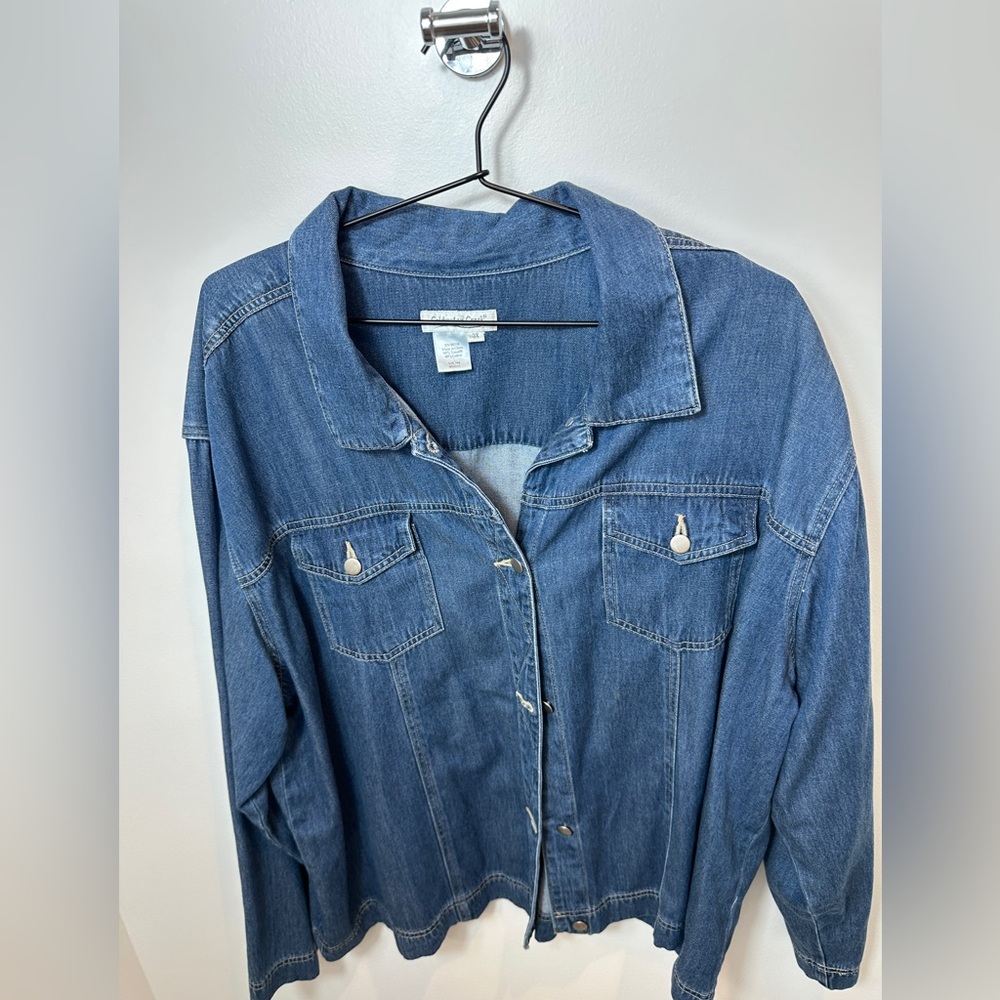 Coldwater Creek Denim Jacket Blue Plus Size 3X Classic Button Up - Picture 2 of 7